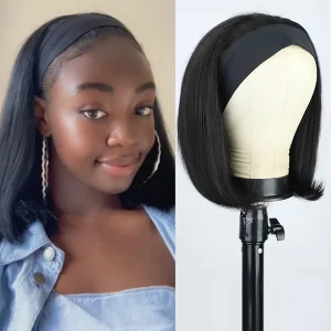 Perucas Peruca Curta Feminina com Faixa (Headband) Lisa 100% Cabelo Humano de Alta Qualidade para Uso Diário | Loja dos Cabelos