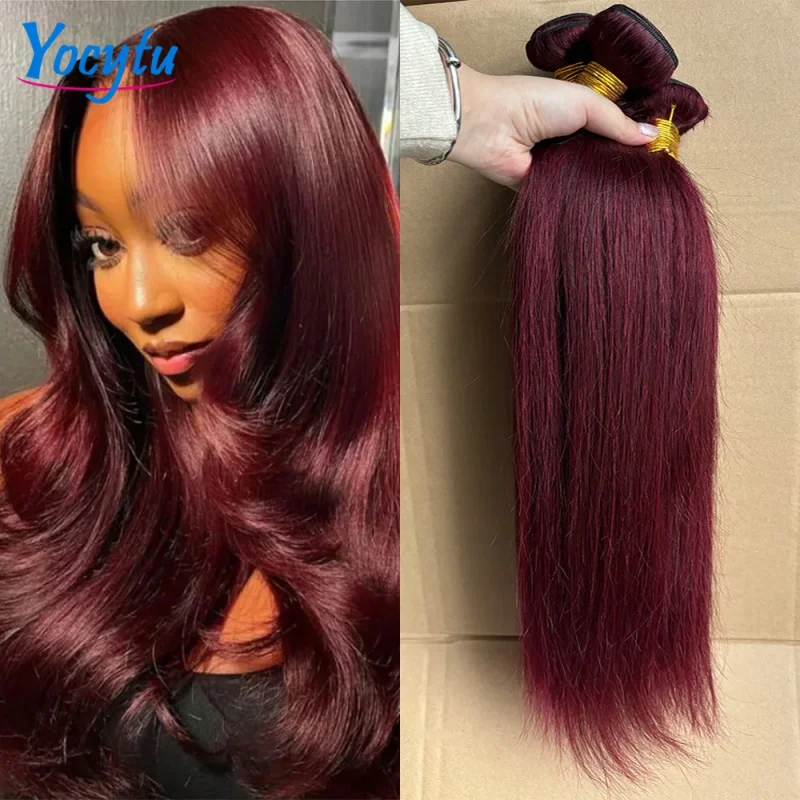 Extensões de cabelo Natural Cabelo Humano Liso Borgonha 99J 12A Remy Brasileiro Cru – Pacotes 100% Natural para Alongamento | Loja dos Cabelos