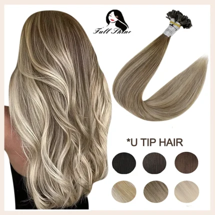 Extensões de cabelo Natural Extensão de Cabelo Humano Remy Balayage com Queratina Tipo U (Pré-Colada) 50g – Pontas de Fusão com Brilho Natural | Loja dos Cabelos