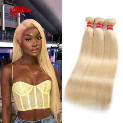 Extensões de cabelo Natural Cabelo Humano Virgem Loiro 613 Brasileiro Liso – Pacotes de Extensão 10 a 30 Polegadas Mel Loiro | Loja dos Cabelos
