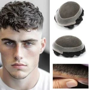 Perucas Peruca Masculina com Base em Renda Suíça e PU, Borda Natural, Confortável, Próteses Capilares Masculinas | Loja dos Cabelos