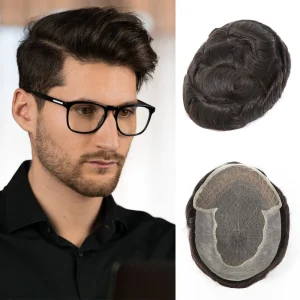 Perucas Peruca Masculina com Frente em Renda (Lace Front) de Cabelo Humano Natural Preto – Prótese Capilar Respirável Q6 | Loja dos Cabelos