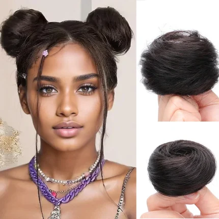 Extensões de cabelo Natural Aplique de Cabelo Humano Tipo Coque (Chignon) Estilo Rabo de Cavalo, Cor Escura, Elegante, 15 cm | Loja dos Cabelos