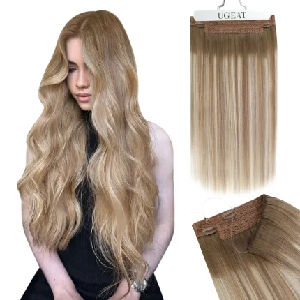 Extensões de cabelo Natural Extensão de Cabelo Humano Preto Natural com Fio Invisível e Clipe (Modelo Wire) – Peça Única 12 a 20 Polegadas | Loja dos Cabelos