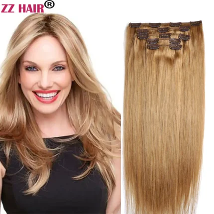 Extensões de cabelo Natural Extensões de Cabelo Humano Brasileiro Remy Liso com Presilhas 16 a 24 Pol – Kit 5 Peças 180g a 200g Natural Zzhair | Loja dos Cabelos