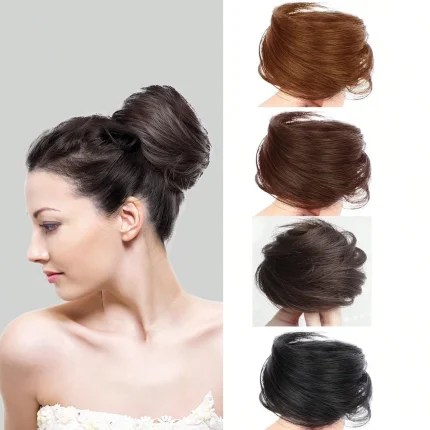 Extensões de cabelo Sintético Extensão de Cabelo Sintético Liso Coque Elegante com Elástico Fibra Resistente ao Calor para Rabo de Cavalo Feminino | Loja dos Cabelos