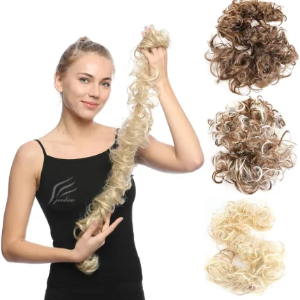 Extensões de cabelo Sintético Extensão de Cabelo Sintético Coque Bagunçado Encaracolado com Elástico Fibra Resistente ao Calor Feminino Jeedou | Loja dos Cabelos