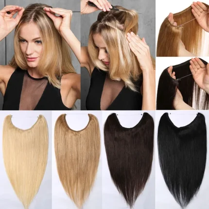 Extensões de cabelo Natural Extensão de Cabelo Humano 100% Natural com Micro Anel e Trama – Aplique Feminino para Volume e Alongamento com Faixa (Headband) | Loja dos Cabelos