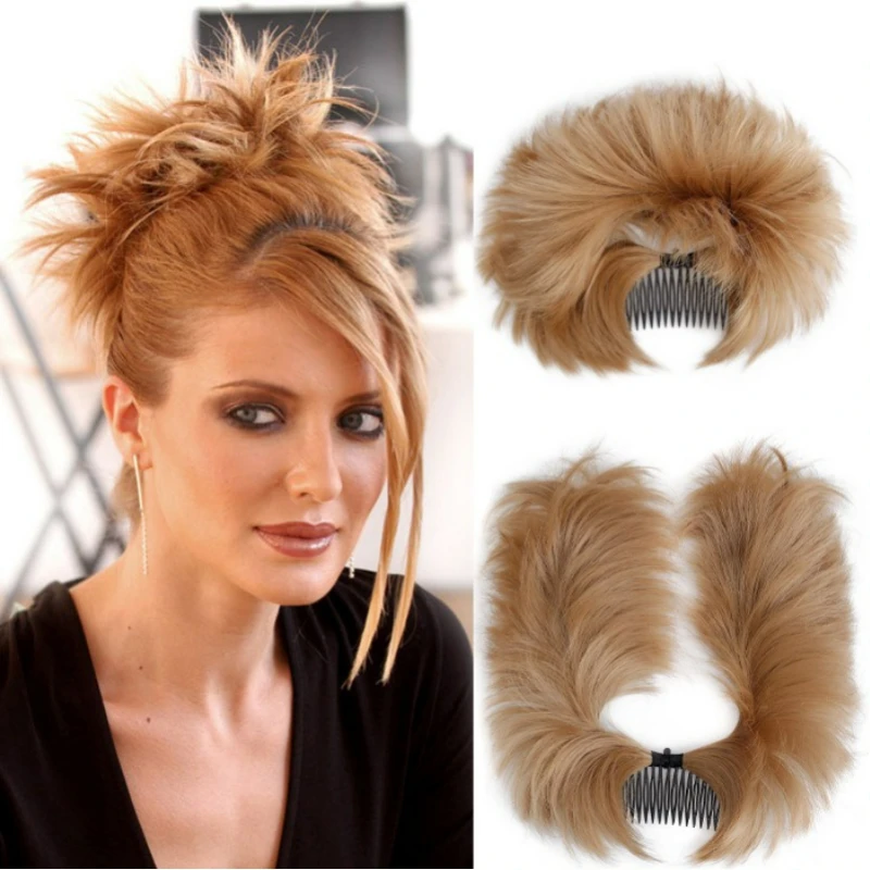 Extensões de cabelo Sintético Coque de Cabelo Sintético Despojado com Clipe – Cacheado, Ajustável, Estilo Bagunçado Natural para Uso Diário | Loja dos Cabelos