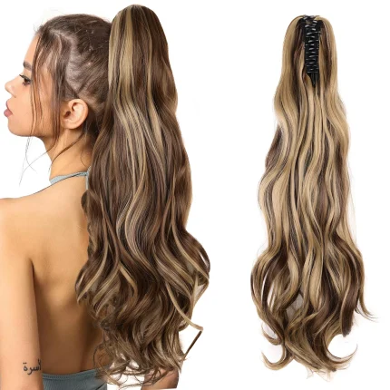 Rabo de Cavalo Extensão de Rabo de Cavalo Sintético Ondulado 55 cm com Presilha Tipo Garra para Mulheres e Meninas – Aplique de Cabelo Longo para Festas e Eventos | Loja dos Cabelos