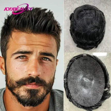 Perucas Prótese Capilar Masculina Pele Fina PU 0,12mm com Cabelo Humano Remy Natural Sistema Completo | Loja dos Cabelos