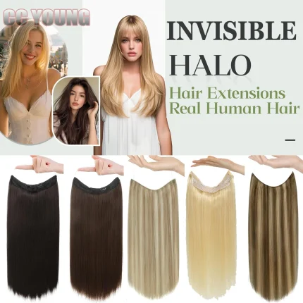 Extensões de cabelo Natural Extensão de Cabelo Humano Invisível Halo com Fio Ajustável – Aplique Sem Presilha Marrom Chocolate | Loja dos Cabelos