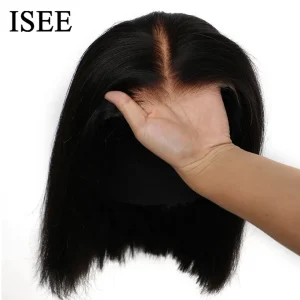 Perucas Peruca Bob Reta de Cabelo Humano Pré-Cortada e Desfiada com Lace Frontal Transparente 7×5 Sem Cola Pronta para Uso | Loja dos Cabelos