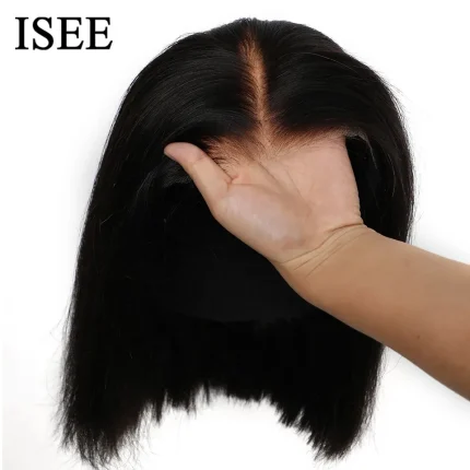 Perucas Peruca Bob Reta de Cabelo Humano Pré-Cortada e Desfiada com Lace Frontal Transparente 7×5 Sem Cola Pronta para Uso | Loja dos Cabelos