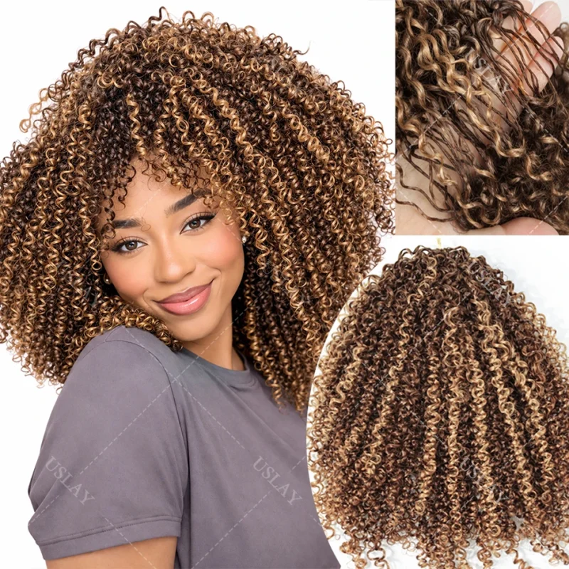 Extensões de cabelo Natural Cabelo Humano Cacheado Kinky Ombre Loiro Mel para Tranças – Extensões de Crochê Pré-Separadas Sem Nó Invisível | Loja dos Cabelos