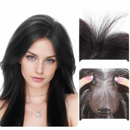 Perucas Topper de Cabelo Humano Cinza 8×11 cm com Base de Renda Ultrafina e Franja Natural para Mulheres | Loja dos Cabelos