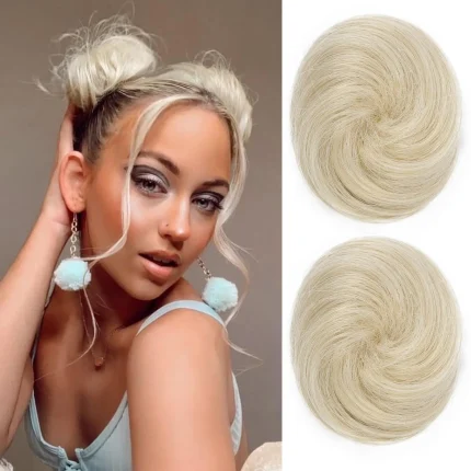 Extensões de cabelo Sintético Aplique de Coque Bagunçado Sintético Mini com Presilha de Garra Invisível para Penteado Donut Feminino | Loja dos Cabelos