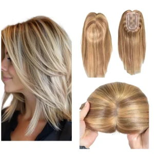 Perucas Topper Capilar Feminino de Cabelo Humano Natural 4×6 Base Monofilamento com PU Amarrado à Mão 14 Polegadas para Afinamento no Topo com Parte Central | Loja dos Cabelos