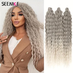 Extensões de cabelo Sintético Cabelo Sintético Ondulado Estilo Onda d’Água para Crochê – Tranças Afro Cacheadas Ombre Rosa, Extensão de Cabelo Feminino | Loja dos Cabelos