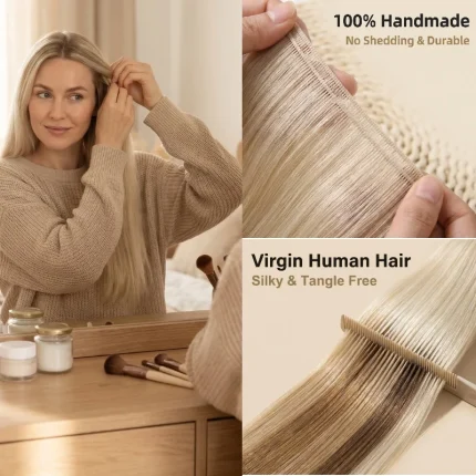 Extensões de cabelo Natural Cabelo Humano 100% Virgem em Trama Premium Dupla Camada Sem Pontas Curtas para Extensão Costurada | Loja dos Cabelos