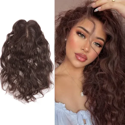 Perucas Topper de Cabelo 100% Humano Premium 16 Pol Base de Renda Suíça Completa Onda Profunda Indetectável para Cabelos Finos | Loja dos Cabelos