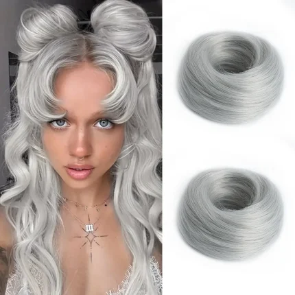 Extensões de cabelo Sintético Coque Bagunçado Sintético Tipo Scrunchie Elástico Ondulado para Penteados Updo e Donut | Loja dos Cabelos