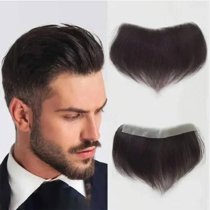 Prótese Capilar Frontal Masculina 2x16 cm em Cabelo Humano Castanho Escuro com Base PU Ultrafina para Linha Frontal Natural