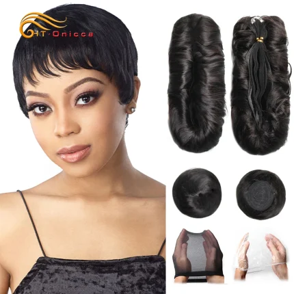 Extensões de cabelo Natural Pacotes de Cabelo Humano Encaracolado Brasileiro Curto para Mulheres (Extensões para Alongamento) | Loja dos Cabelos