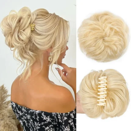 Extensões de cabelo Natural Coque Desgrenhado de Cabelo Humano Remy com Presilha – Aplique Ondulado para Uso Diário | Loja dos Cabelos