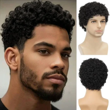 Perucas Peruca Masculina Afro Cacheada Curta Estilo Anos 70 e 80 para Cosplay, Festa, Halloween e Fantasia | Loja dos Cabelos