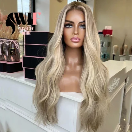 Peruca Sintética Ombre Tintura Loira Ondulada Lace Frontal Lisboa