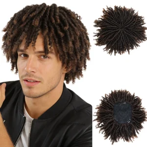 Perucas Peruca Masculina Afro Sintética com Dreadlocks Curtos Trançados Ombre Marrom para Uso Diário e Fantasia | Loja dos Cabelos