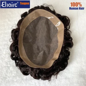 Perucas Prótese Capilar Masculina Cacheada em Cabelo Humano Marrom com Base Mono Durável e Sistema Capilar Natural | Loja dos Cabelos