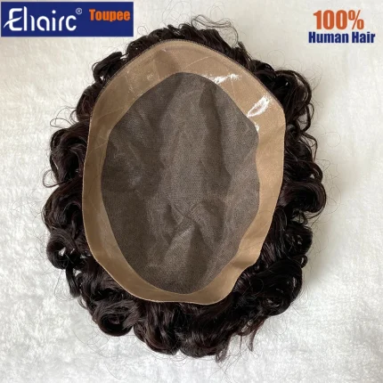Perucas Prótese Capilar Masculina Cacheada em Cabelo Humano Marrom com Base Mono Durável e Sistema Capilar Natural | Loja dos Cabelos