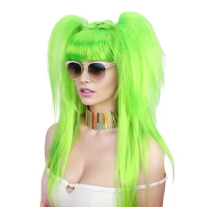 Perucas Peruca Longa Verde Lisa com Rabo de Cavalo Duplo Anxin – Peruca Feminina para Festa, Cosplay e Fantasia | Loja dos Cabelos