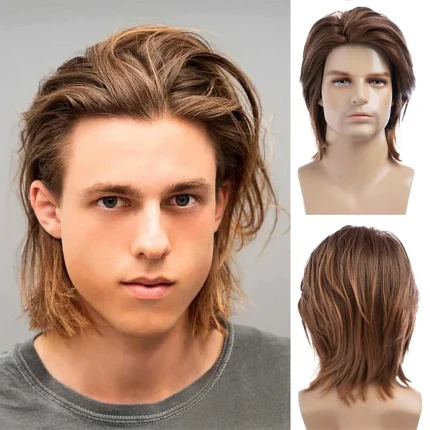 Perucas Peruca Masculina HAIRJOY Curta Lisa Marrom Sintética para Halloween, Festa e Cosplay | Loja dos Cabelos