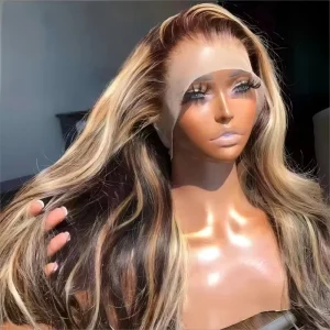Perucas Peruca de Cabelo Humano Ondulado Ombré Loiro com Base Marrom, Frontal de Renda HD Transparente 13×4 e 13×6 | Loja dos Cabelos