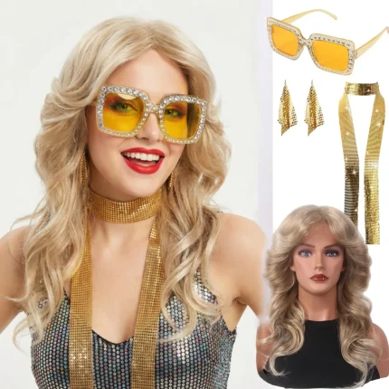 Perucas Peruca Feminina Estilo Anos 70/80 Farrah Fawcett Loira ou Castanha, Cabelo Médio em Camadas, Sintética para Fantasia, Halloween, Cosplay e Uso Diário | Loja dos Cabelos