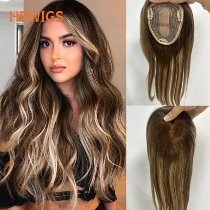 Perucas Topper Feminino de Cabelo Humano Remy com Base de Seda e Clips – Peruca Parcial Lisa 100% Natural | Loja dos Cabelos