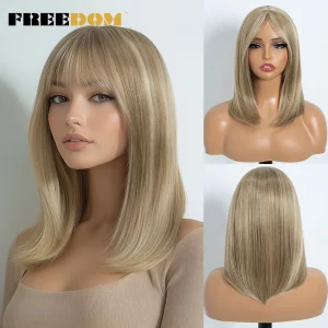 Perucas Peruca Bob Curta Lisa com Franja – Sintética, 16 Polegadas, Resistente ao Calor, Cor Marrom – Cosplay e Lolita | Loja dos Cabelos