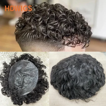 Perucas Prótese Capilar Masculina Cacheada em Cabelo Humano Indiano com Base PU Completa e Ondas Naturais Estilo Water Wave | Loja dos Cabelos
