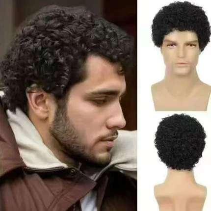 Perucas Peruca Masculina Afro Curta Encaracolada Estilo Anos 70 e 80 para Fantasia, Cosplay, Halloween e Festa Temática | Loja dos Cabelos