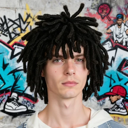 Perucas Peruca Masculina Curta Sintética Preta com Dreadlocks Texturizados Estilo Natural para Uso Diário, Fantasia e Moda | Loja dos Cabelos