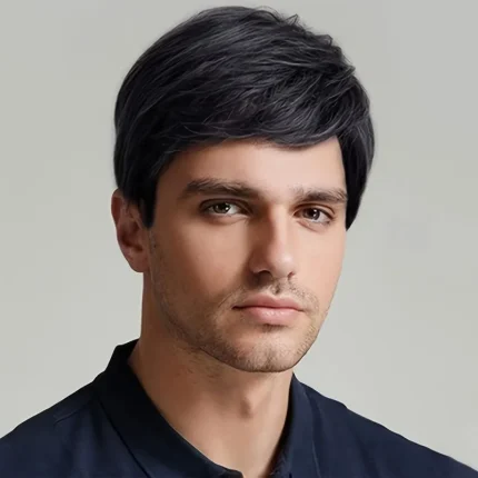 Perucas Peruca Masculina Sintética Curta Preta para Uso Diário, Fantasia, Festa e Halloween Resistente ao Calor | Loja dos Cabelos