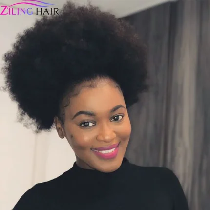 Extensões de cabelo Natural Coque Afro Encaracolado de Cabelo Humano Natural 10 Polegadas com Presilhas – Extensão para Rabo de Cavalo Feminino | Loja dos Cabelos