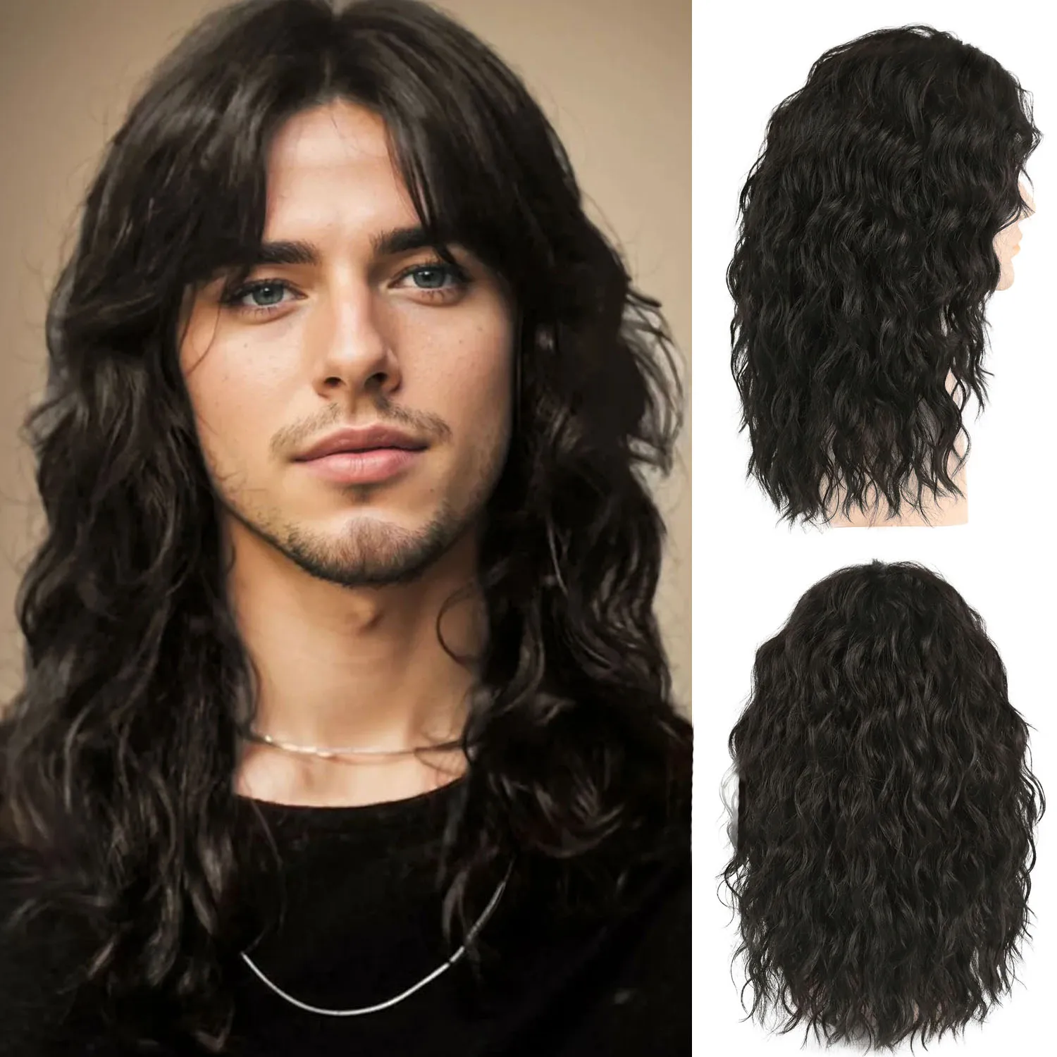 Comprar Perucas Peruca Masculina Sintética Longa Cacheada Marrom Escuro com Franja Estilo Rock para Fantasia, Festa e Uso Diário na Loja dos Cabelos – Entrega Rápida! Perucas Peruca Masculina Sintética Longa Cacheada Marrom Escuro com Franja Estilo Rock para Fantasia, Festa e Uso Diário | Loja dos Cabelos