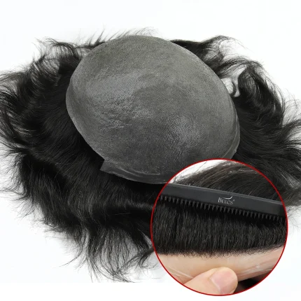 Prótese Capilar Masculina Super Fina 0,03 a 0,04 mm em Cabelo Humano Natural 6 Polegadas Beeos TJNG