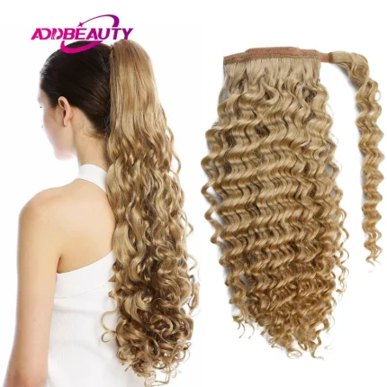 Rabo de Cavalo Aplique de Rabo de Cavalo Cacheado Onda Profunda em Cabelo Humano 100% Natural com Clipe para Mulheres | Loja dos Cabelos