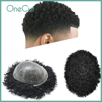 Prótese Capilar Masculina em Cabelo Humano Afro Ondulado | Base PU Injetada com Efeito Natural