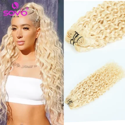 Extensões de cabelo Natural Extensão de Cabelo Humano Brasileiro Ondulado Water Wave Loiro P8A/60 – Trama Cacheada Cor Piano 100g | Loja dos Cabelos
